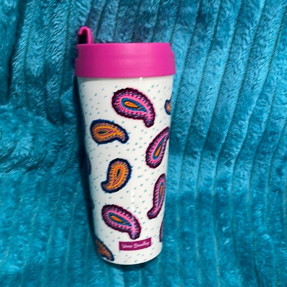 Pink Vera Bradley 16oz insulated travel mug